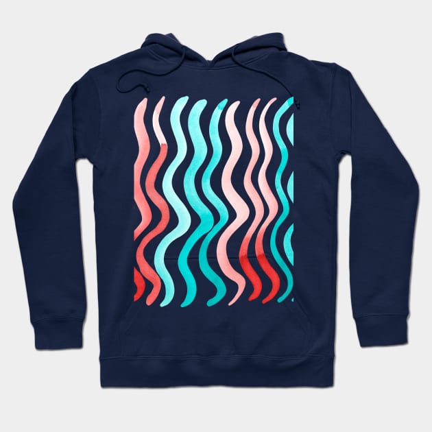 Wavy lines - orange and mint Hoodie by wackapacka